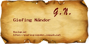 Giefing Nándor névjegykártya